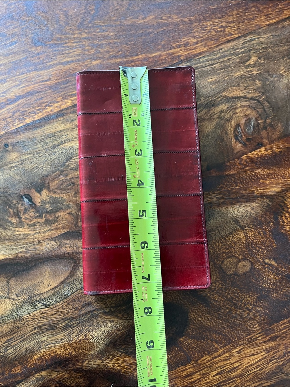 Vintage Eel Skin Wallet Red Bifold Long Exotic Leather Genuine Clutch Retro - Picture 11 of 15